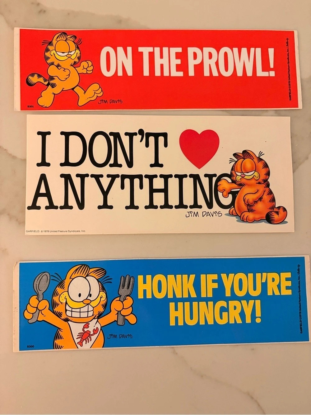 Jim Davis Garfield vintage bumper sticker set Garfield Bumper Sticker Set